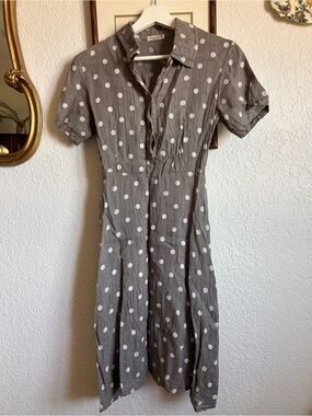 Made in Italy - 100% linen Polka dot dress